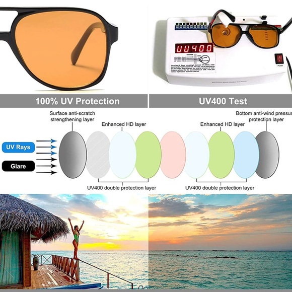 - - BLACK VINTAGE RETRO 70S ORANGE TINTED AVIATOR SUNGLASSES *NEW ARRIVAL 2 - Picture 2 of 9